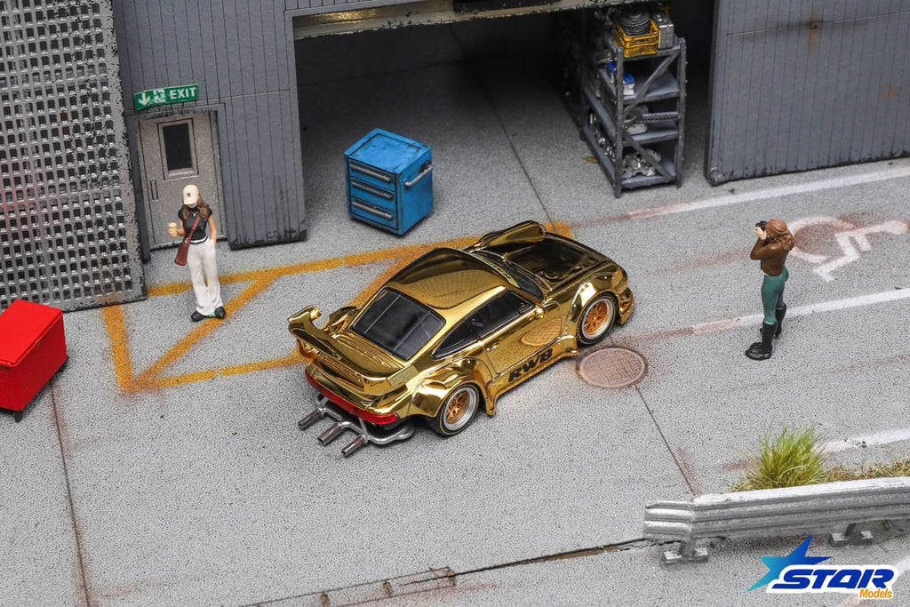 (Pre-Order) STAR MODEL 1:64 Rauh-Welt Widebody Modified RWB930 GT Wing Diecast Model - Gold