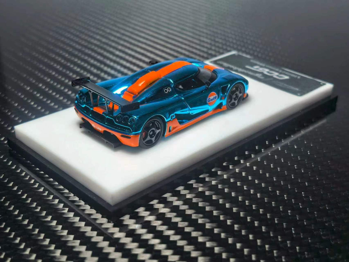 (Coming Soon) MYMODELCOLLECT 1/64 Koenigsegg CCGT Diecast - Chrome Gulf Blue/Orange Edition