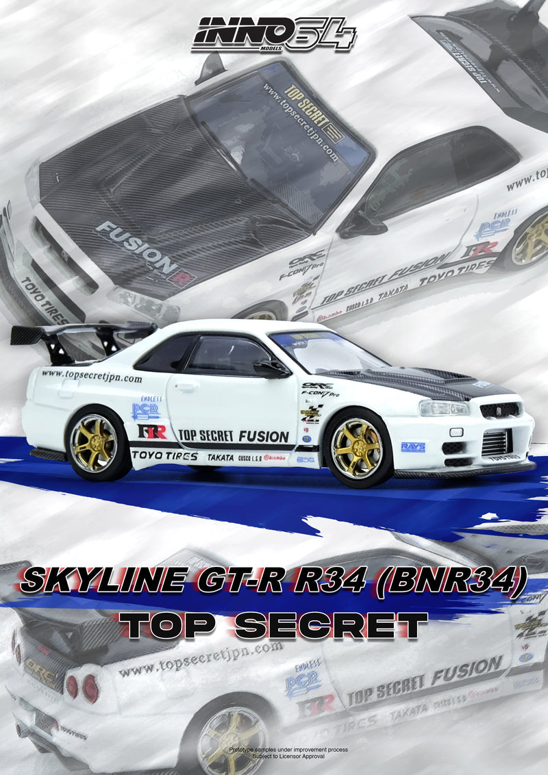 INNO64 1:64 Top Secret Nissan Skyline GT-R R34 in White