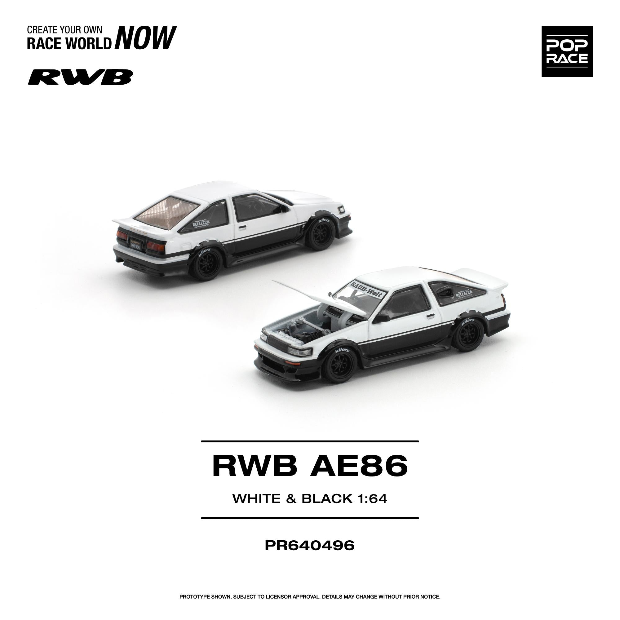 (Comimg Soon) POPRACE 1/64 RWB AE86 WHITE BLACK