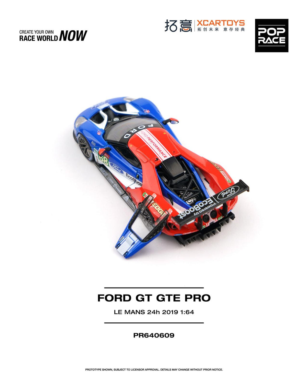 (Coming Soon) POPRACE x XCARTOYS 1/64 FORD GT GTE PRO - LE MANS 24H 2019