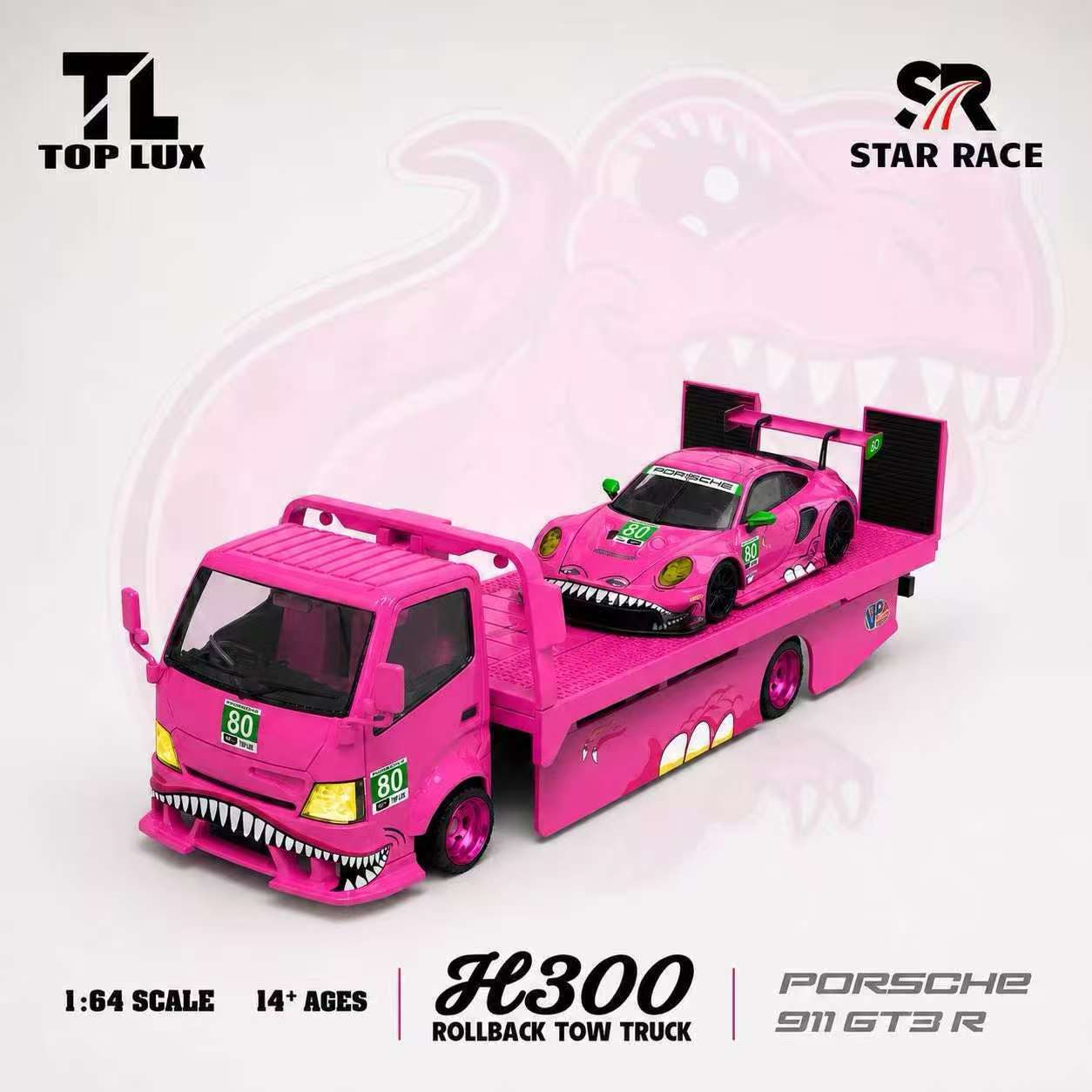 (Coming Soon) TOPLUX & STAR RACE 1:64 Roxy Livery Set – H300 #80 Trailer & Porsche 911 GT3 Roxy #80 Livery (BOTH MODELS SHOWN)