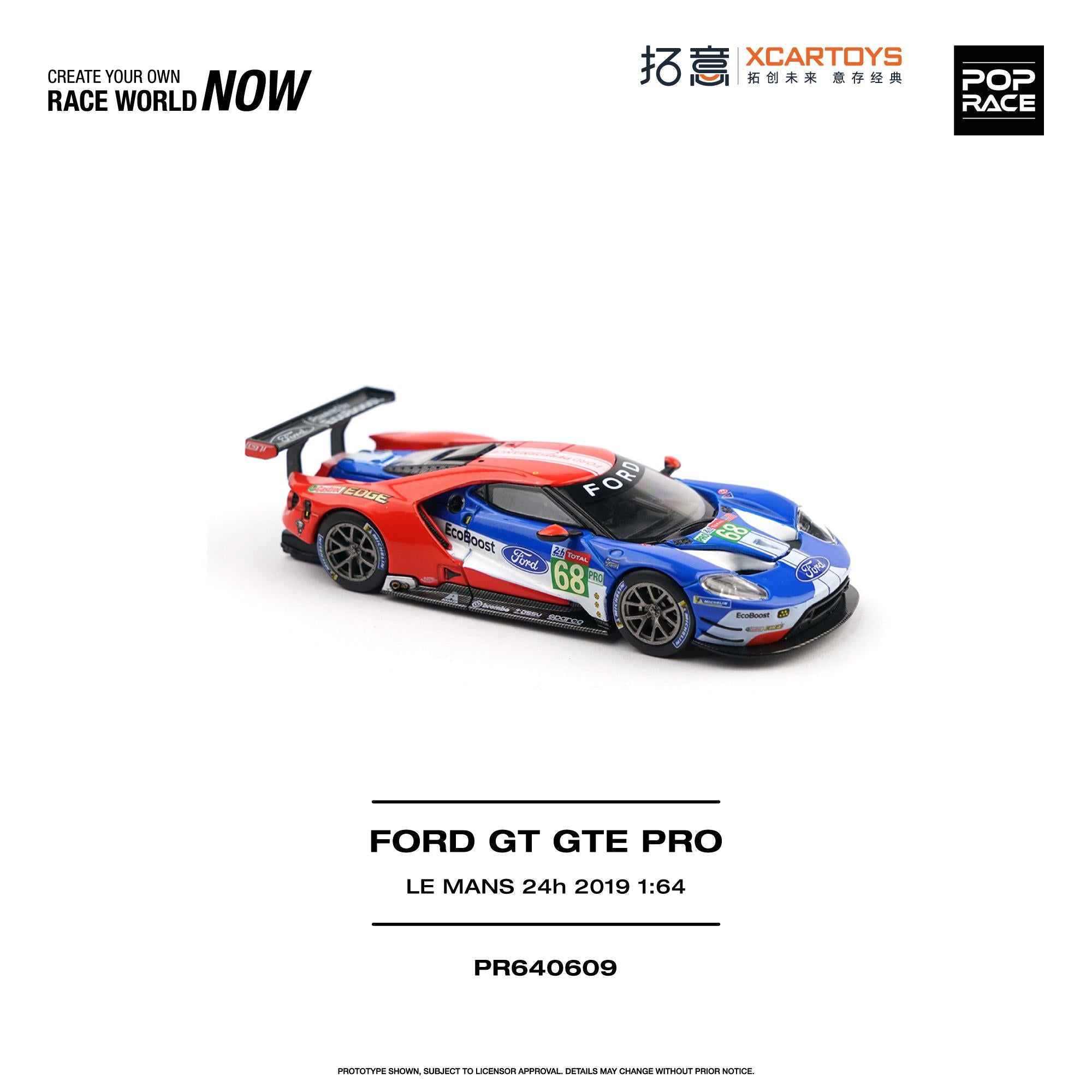 (Coming Soon) POPRACE x XCARTOYS 1/64 FORD GT GTE PRO - LE MANS 24H 2019