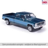(Coming Soon) IXOAMERICA 1:64 1980 GMC High Sierra K2500 Crew Cab Wideside - Dark Blue Metallic & Medium Blue - Special Two-Tone