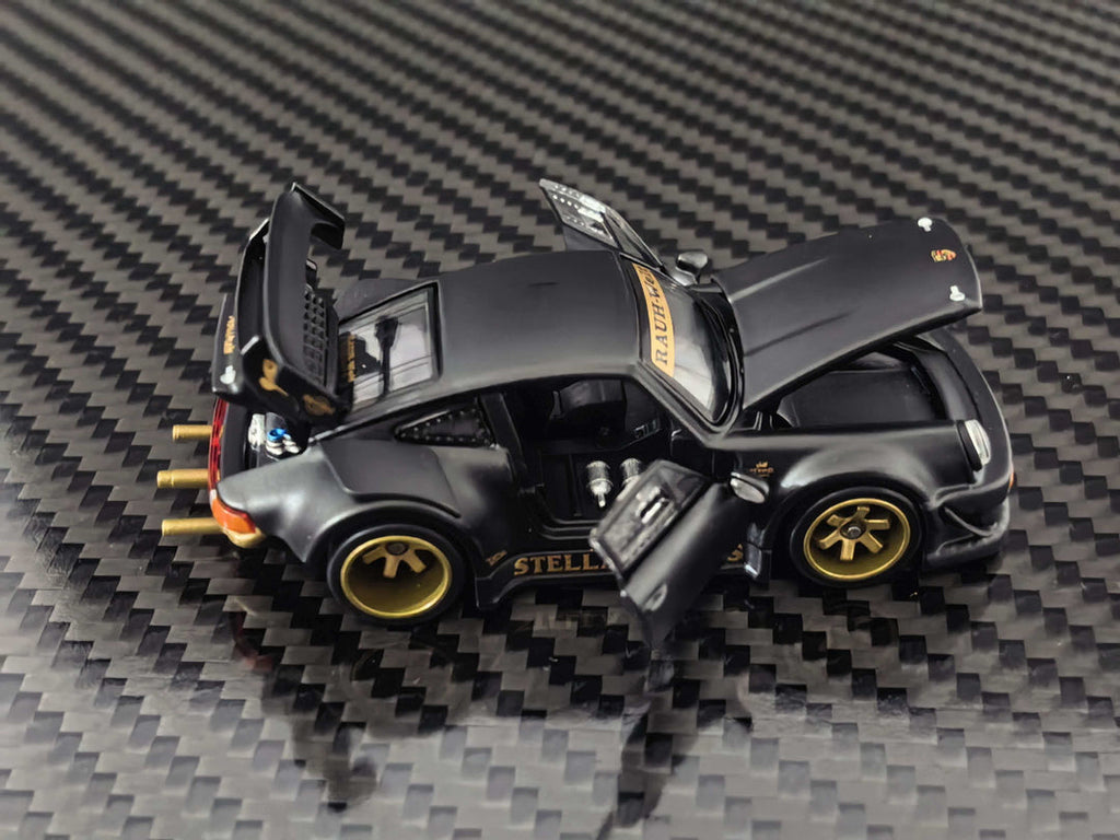 (Coming Soon) HG Model 1:64 Porsche RWB930 STELLA ARTOIS-Matte Black Livery