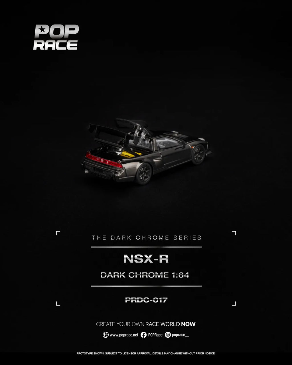 (Coming Soon) POP RACE 1:64 NSX-R DARK CHROME - PRDC-017