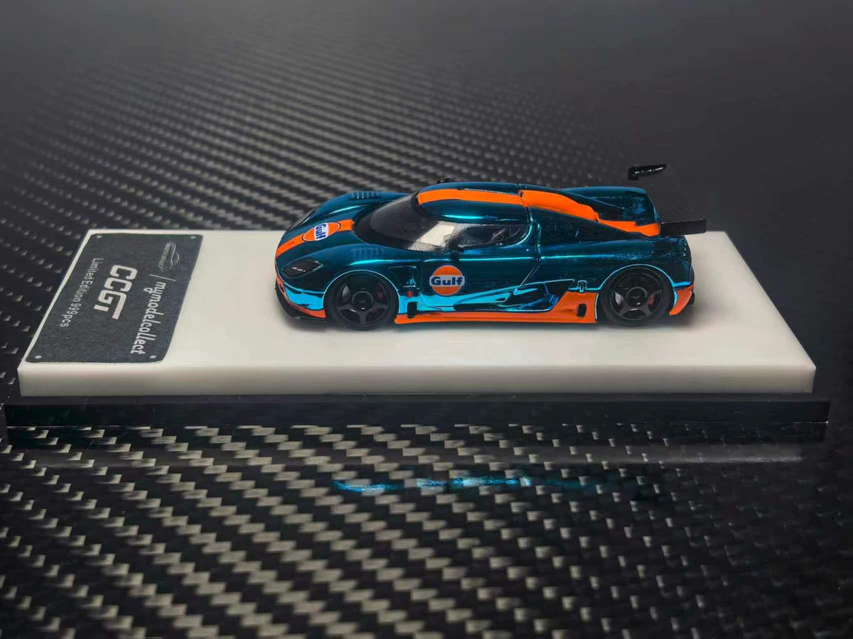 (Coming Soon) MYMODELCOLLECT 1/64 Koenigsegg CCGT Diecast - Chrome Gulf Blue/Orange Edition