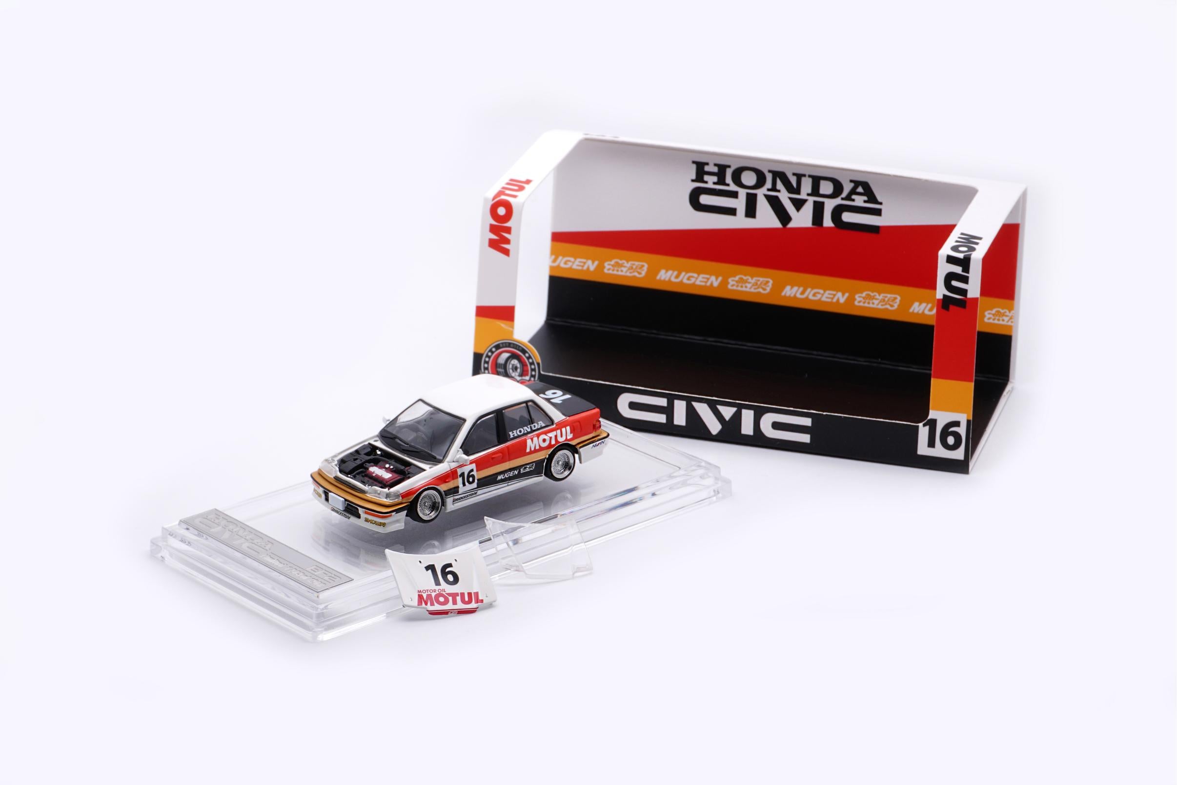 (Coming Soon) BMC 1/64 Honda Civic EF2 1991 - White - Motul (RHD)