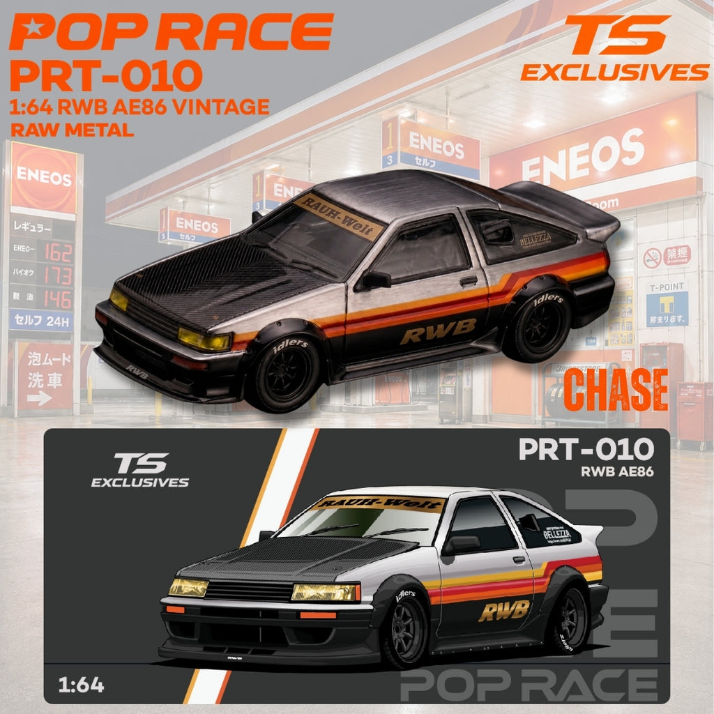 (Coming Soon) POPRACE x TS Exclusives 1/64 RWB AE86 VINTAGE Red Chrome