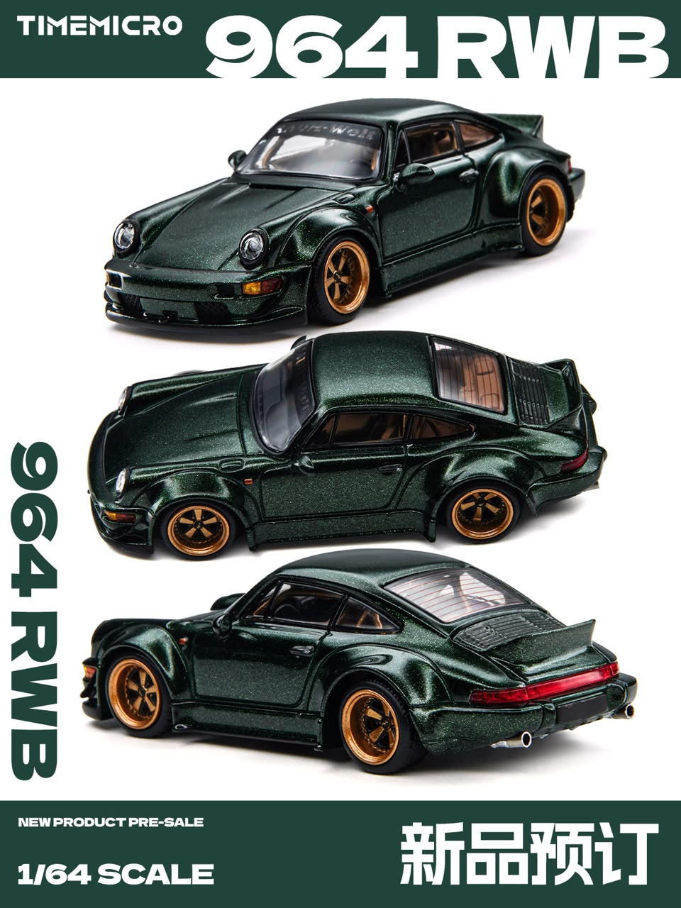 (Coming Soon) TIMEMICRO 1:64 RWB 964 - Green Edition
