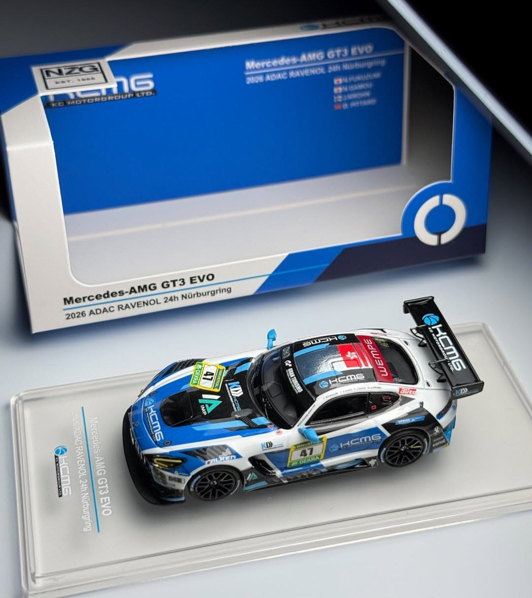 (Coming Soon) KILOWORKS 1/64 AMG GT3 #47 EVO KCMG 2026 Nürburgring 24H Hong Kong Toycar Salon Exclusive
