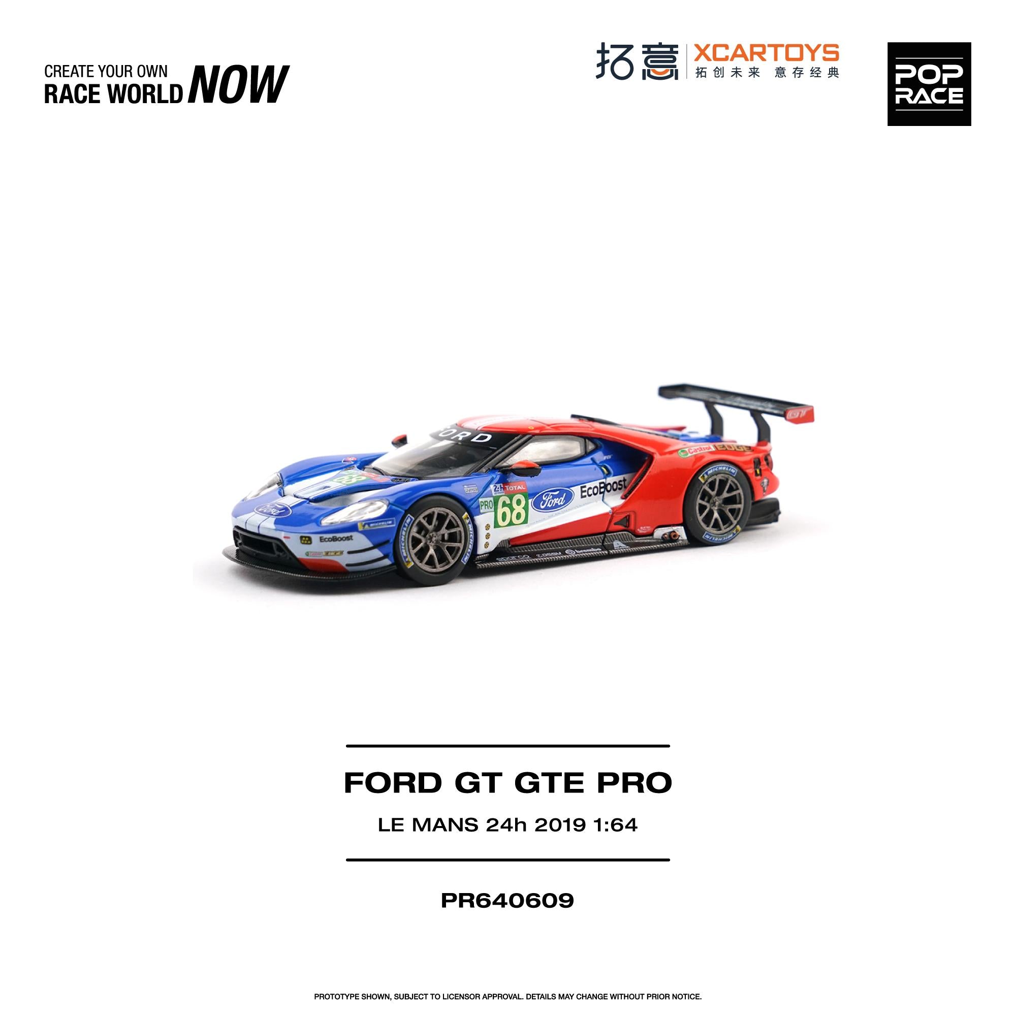 (Coming Soon) POPRACE x XCARTOYS 1/64 FORD GT GTE PRO - LE MANS 24H 2019