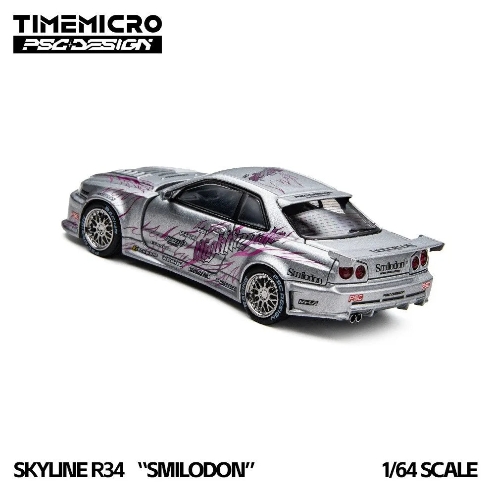 (Coming Soon) TIMEMICRO × PSC DESIGN 1:64 R34 "Tiger Tooth" Silver Nightingale