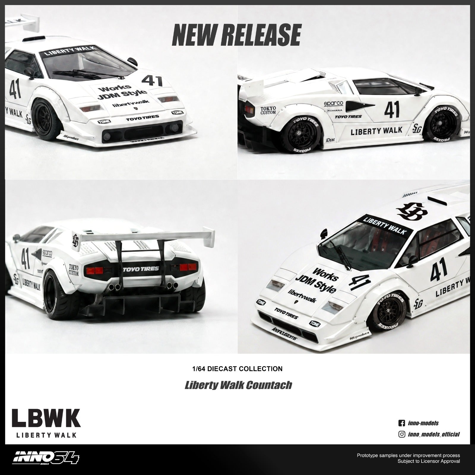 (Coming Soon) INNO64 1/64 LIBERTY WALK COUNTACH **CHASE CARS ARE RANDOMLY PACKED**