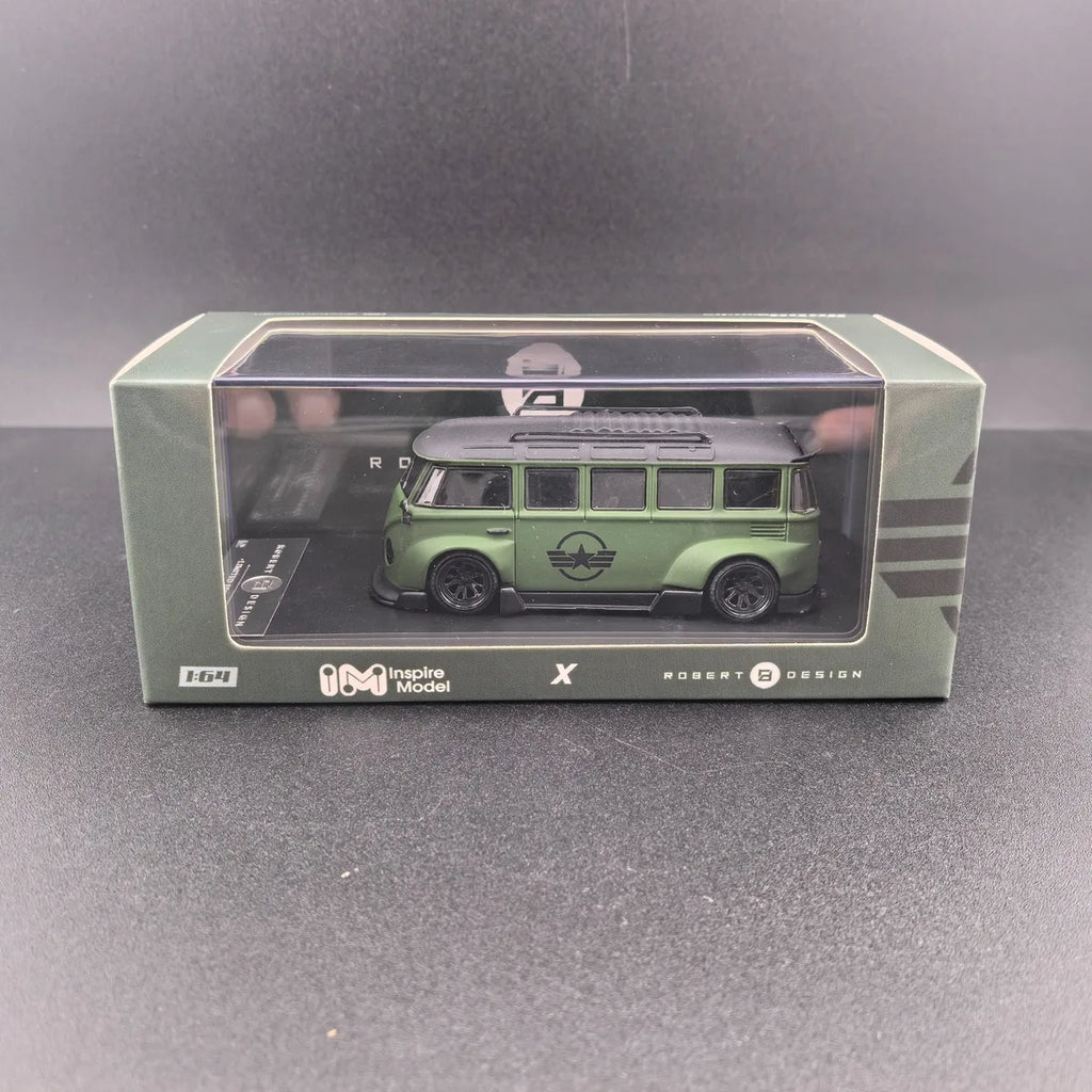 (Coming Soon) INSPIREMODEL 1:64 VW Kombi "Volkswide Flyer" Bus Green (Air Force Version)