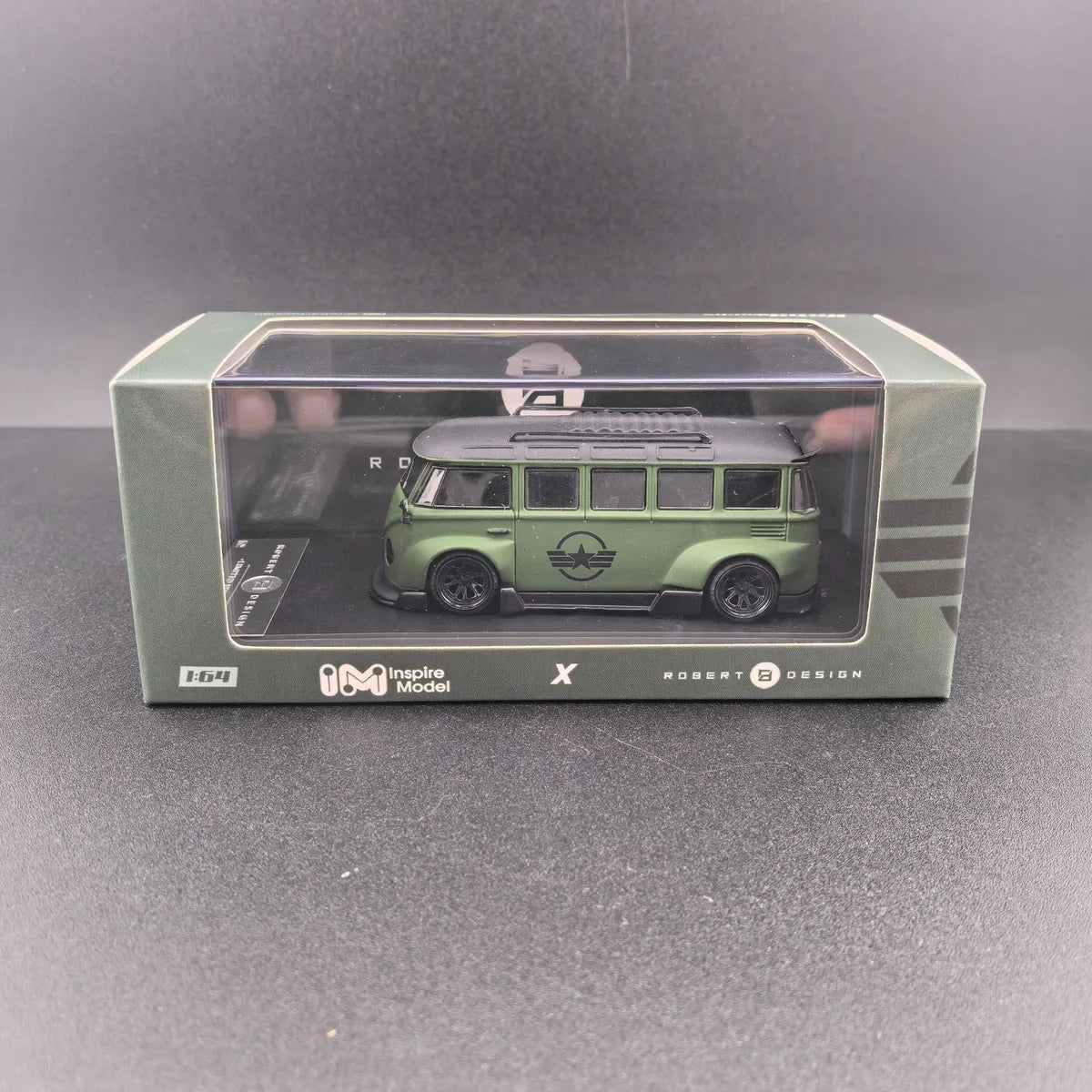 (Coming Soon) INSPIREMODEL 1:64 VW Kombi "Volkswide Flyer" Bus Green (Air Force Version)