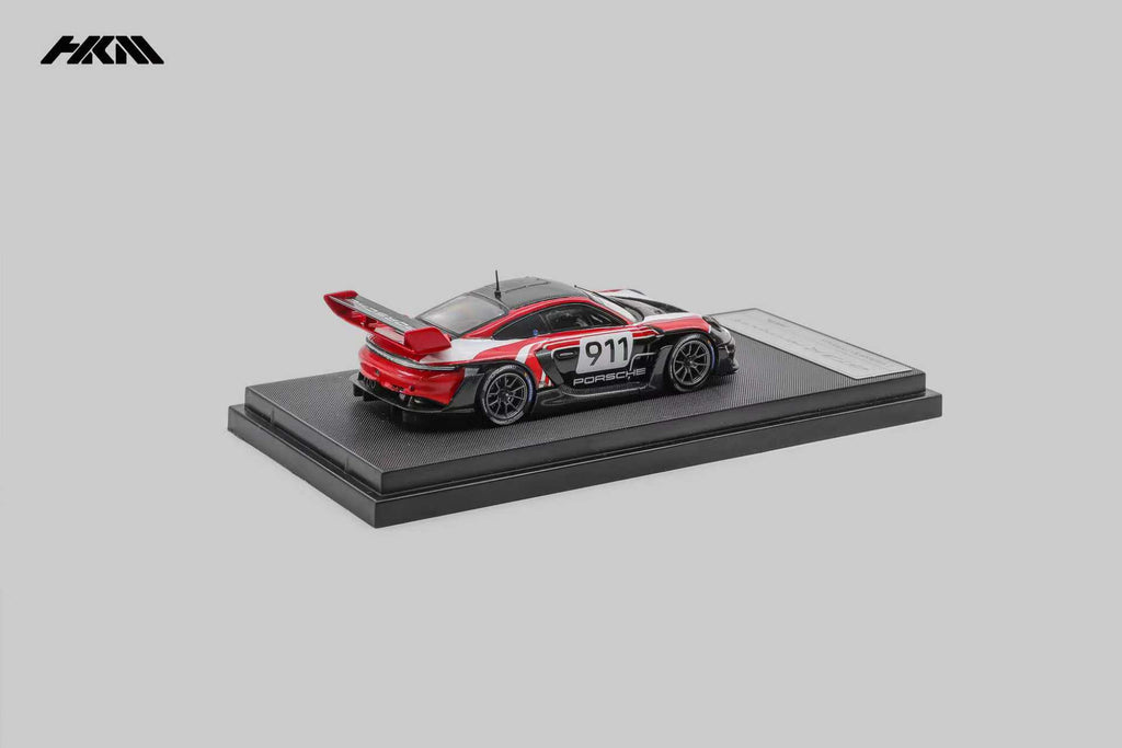 (Coming Soon) HKM 1:64 911(992) GT3 R Rennsport Large Tail Wing Red Model Car