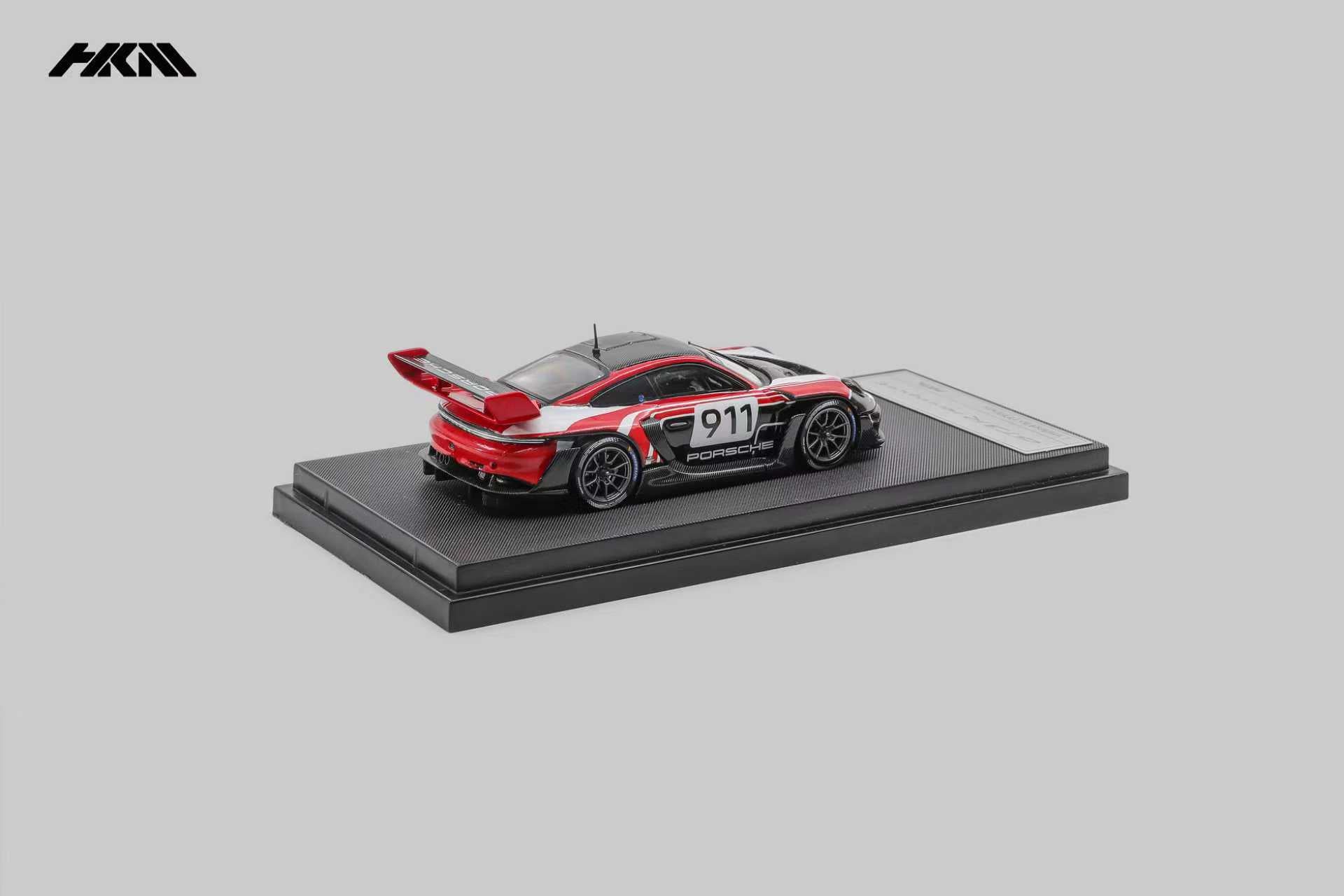 (Coming Soon) HKM 1:64 911(992) GT3 R Rennsport Large Tail Wing Red Model Car