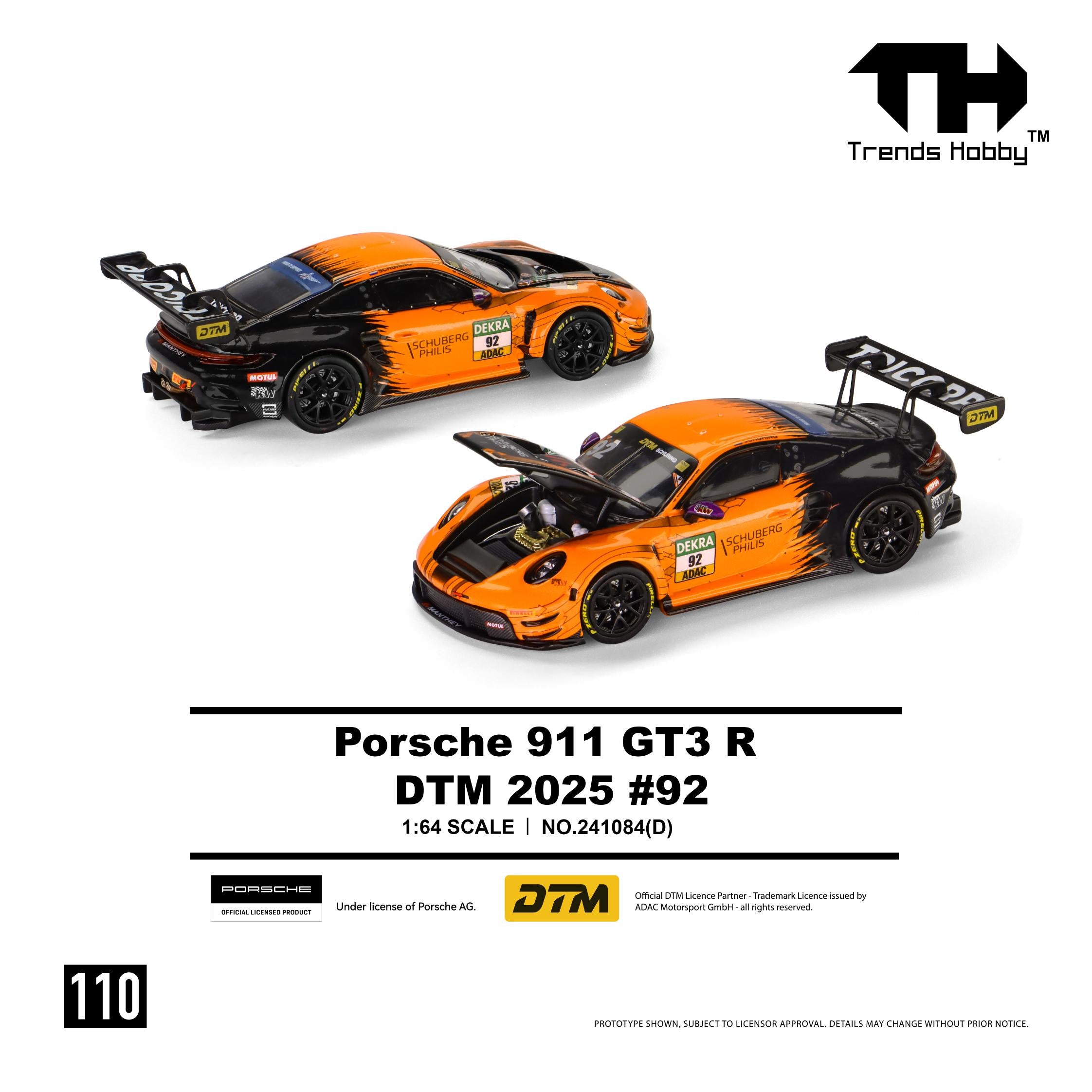 (Coming Soon) TRENDSHOBBY 1/64 Porsche 911 GT3 R - DTM 2025 #92
