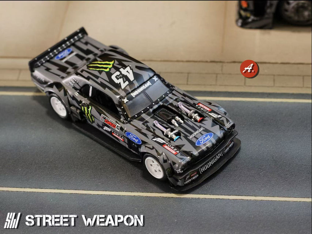 (Coming Soon) STREETWARRIOR 1:64 "Monster Livery" Ford Mustang 1965 Hoonicorn RTR V3 HORZON Car Diecast
