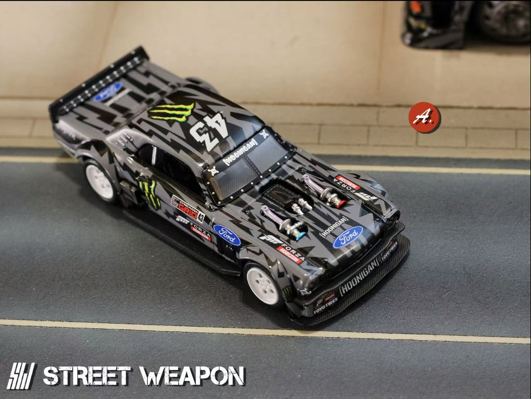 (Coming Soon) STREETWARRIOR 1:64 "Monster Livery" Ford Mustang 1965 Hoonicorn RTR V3 HORZON Car Diecast