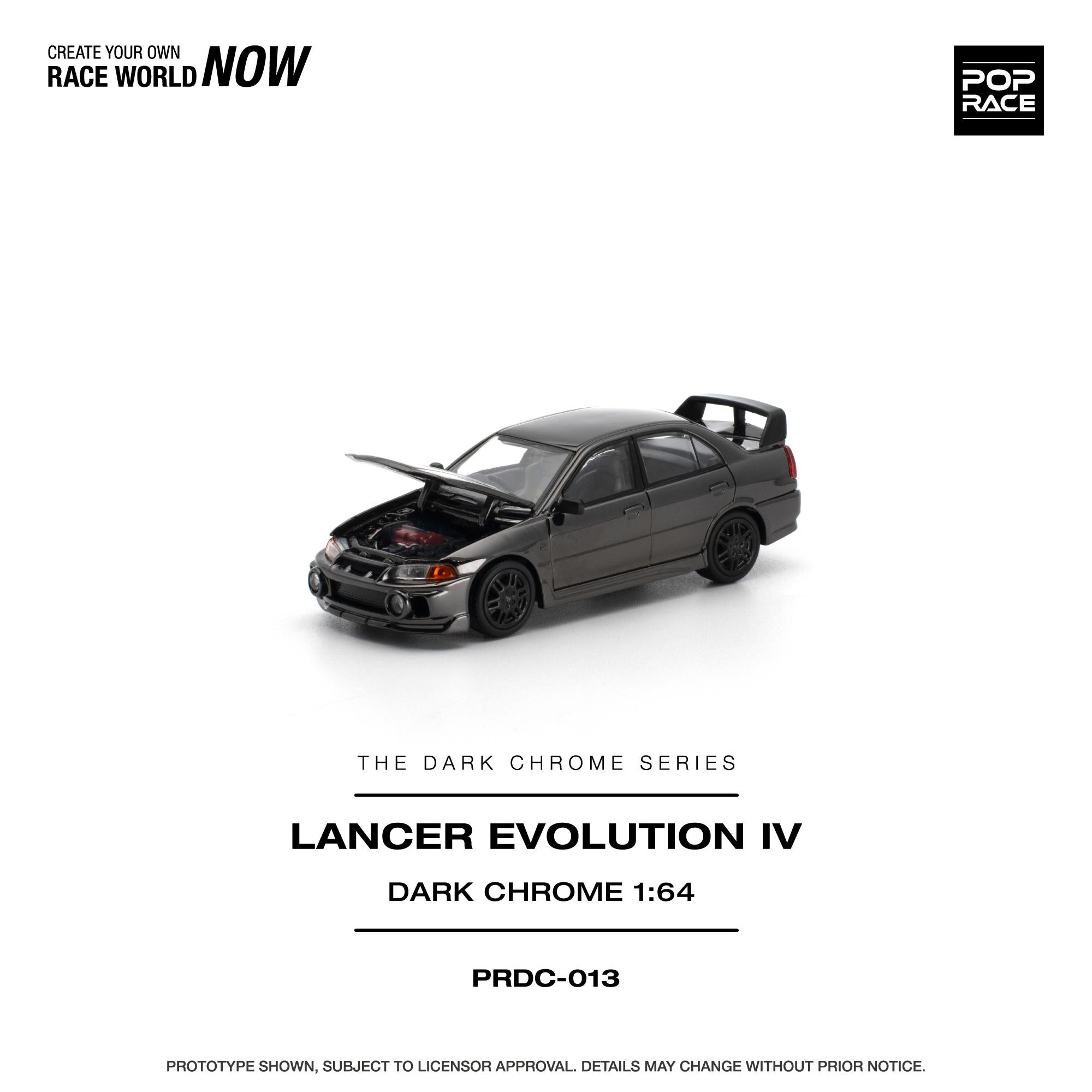 (Coming Soon) POPRACE 1/64 Lancer Evolution IV - Dark Chrome
