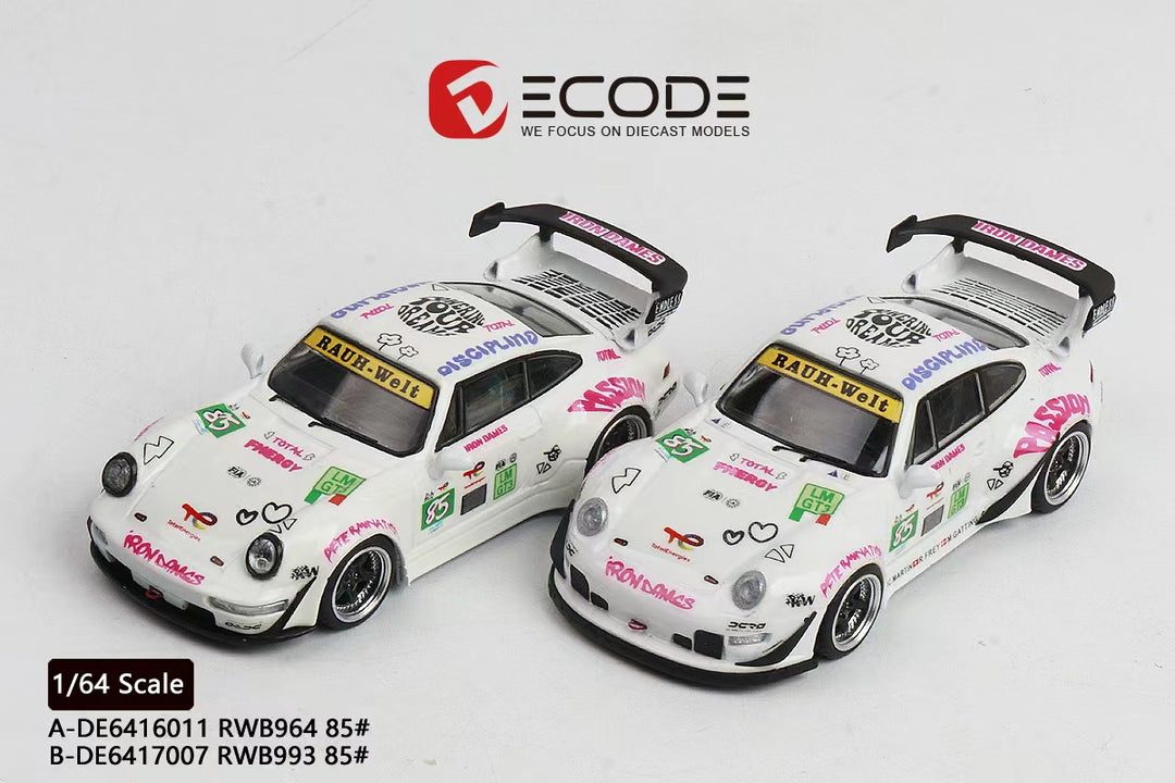 (Coming Soon) DECODE 1:64 Porsche 964 #85 Iron Dames Livery