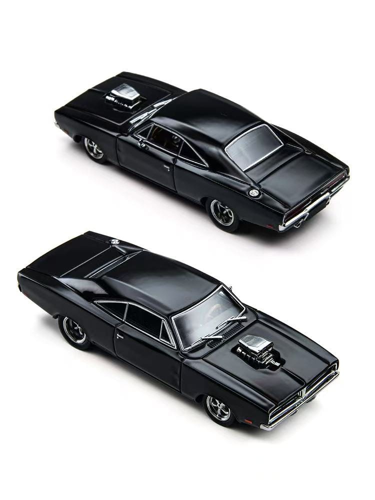 (Coming Soon) TIMEMICRO × PSC DESIGN 1/64 scale PSC Dodge 1969 black Pro Street Charger (1969) Diecast