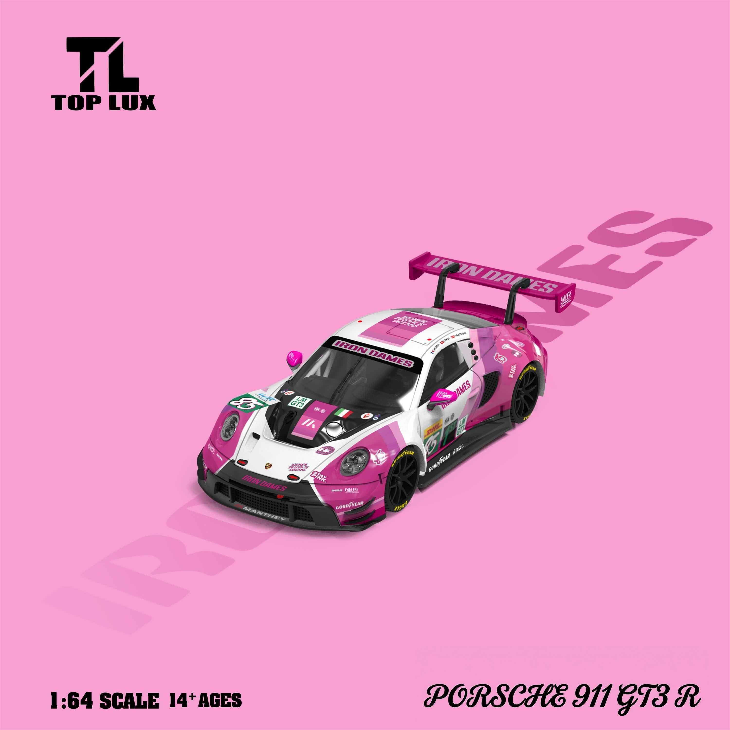 (Coming Soon) TOPLUX 1/64 Pink White 911GT3R Iron Dames Diecast Model