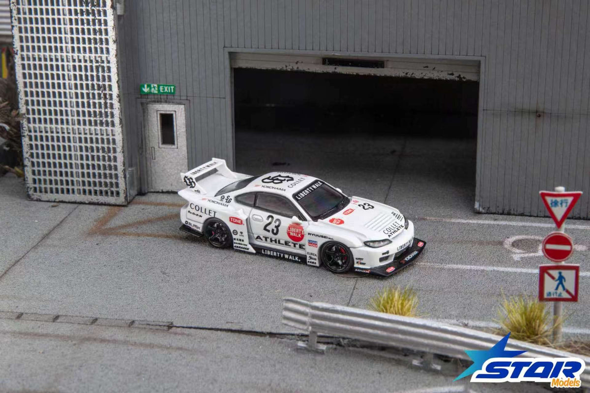 (Coming Soon) STARMODELS 1:64 S15 Silvia Widebody Modified Version Diecast - White 23# Livery