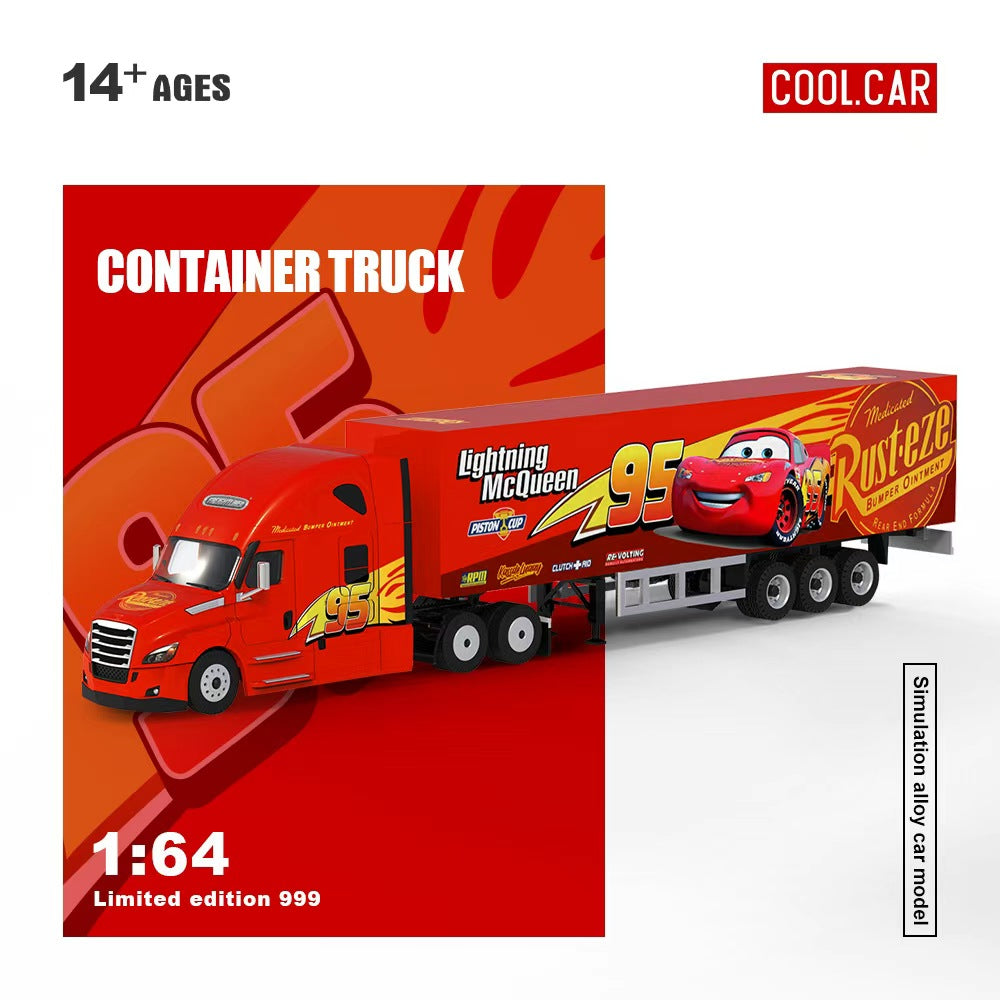 (Coming Soon) COOLCAR 1/64 Freightliner Lightning McQueen Livery Container Truck