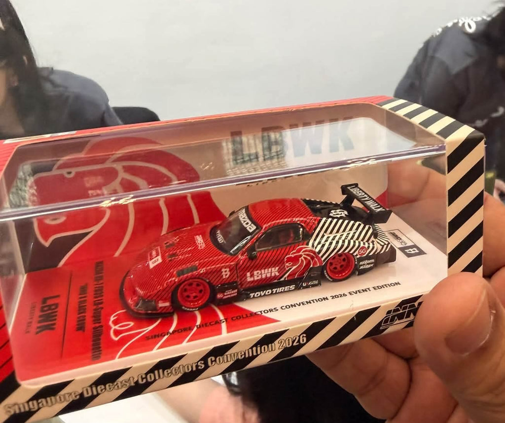 (Coming Soon) INNO64 x SDCC 2026 x Black Crow Customs 1:64 Mazda LB-Super Silhouette RX7 (FD3S) Red with Acrylic Case Option | Chance of Chase | 2026 Singapore Diecast Collectors Convention **LIMITED QUANTITIES**