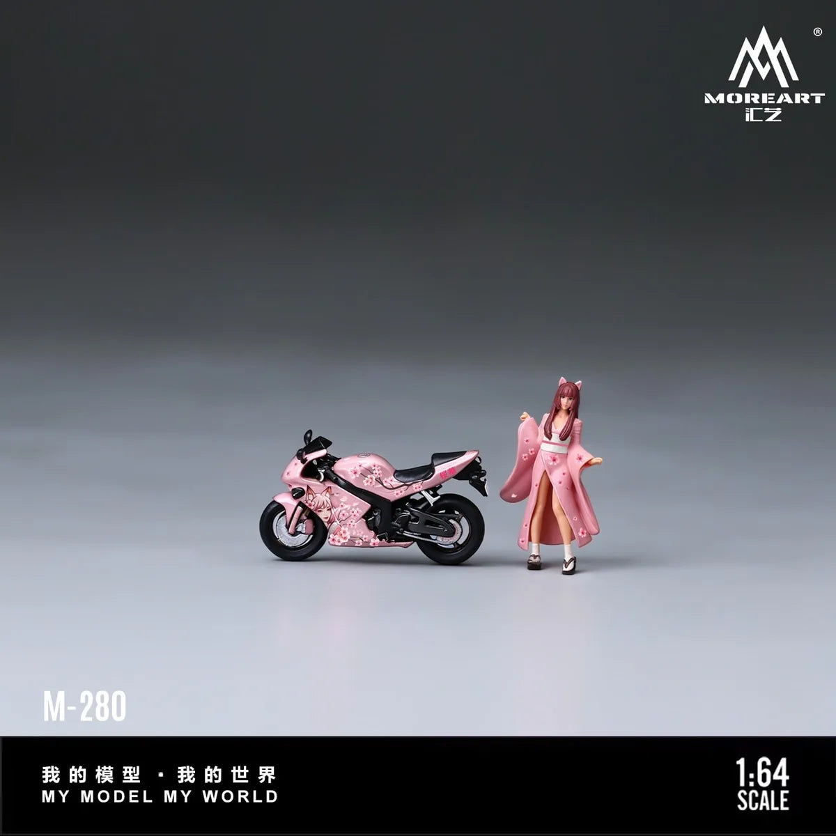 (Coming Soon) MOREART 1:64 Cherry Blossom Theme Painted Motorcycle