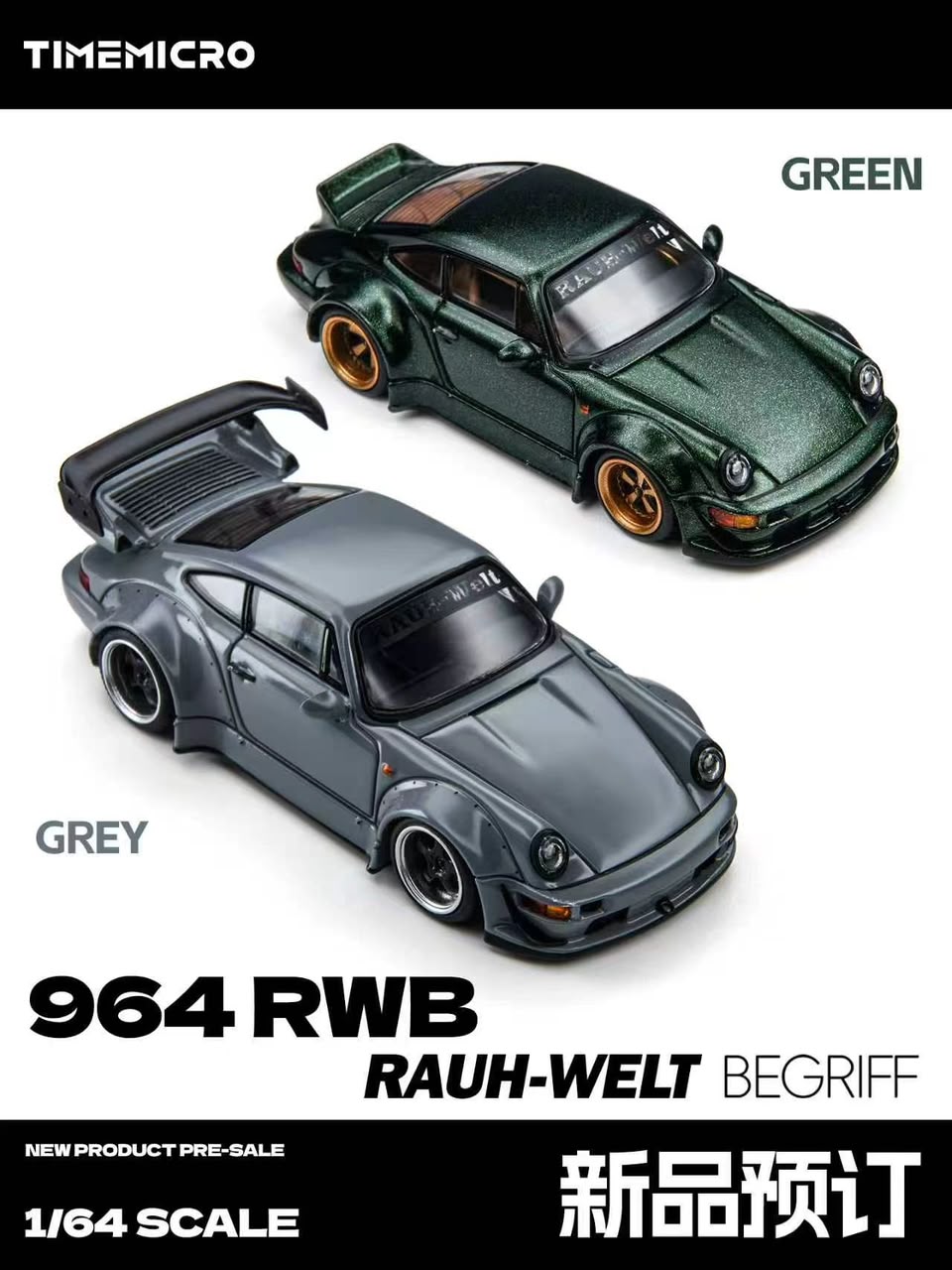 (Coming Soon) TIMEMICRO 1:64 RWB 964 - Green Edition
