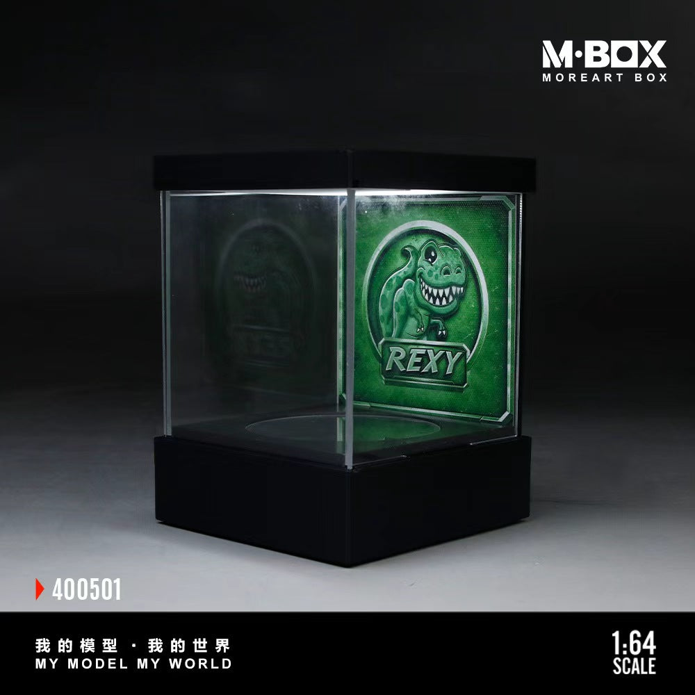 (Coming Soon) MBOX 1/64 DINOSAUR PAINTED LIGHT ROTATING EXHIBITION HALL - Green Dinosaur
