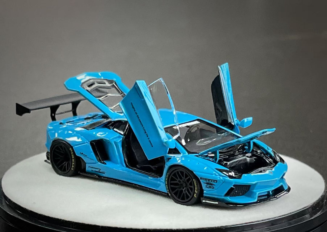 (Coming Soon) PGM 1:64 LBWK Lamborghini Aventador LP700-4 Blue - Luxury