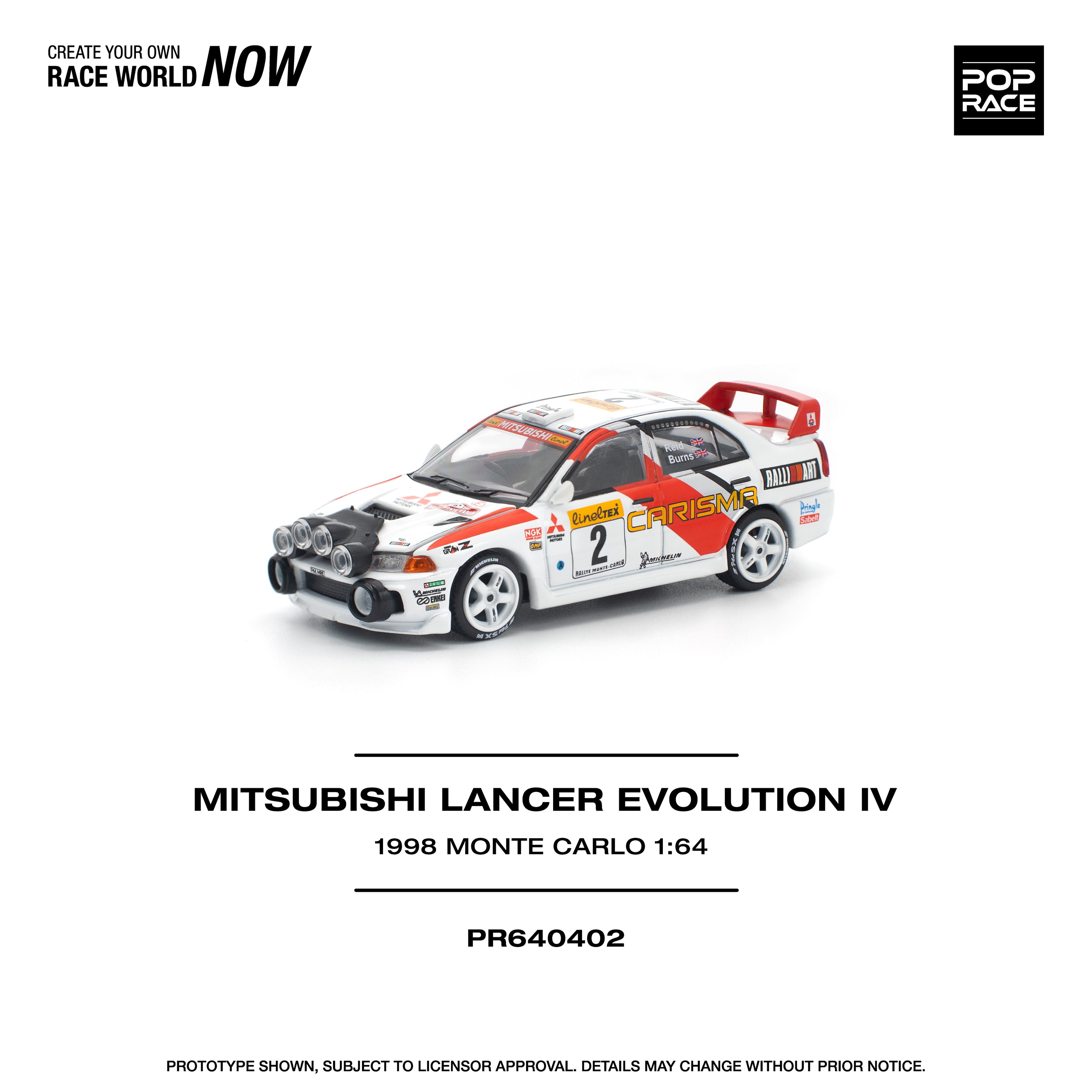 (Coming Soon) POPRACE 1/64 Mitsubishi Lancer EVOLUTION IV - 1998 MONTE CARLO RALLY