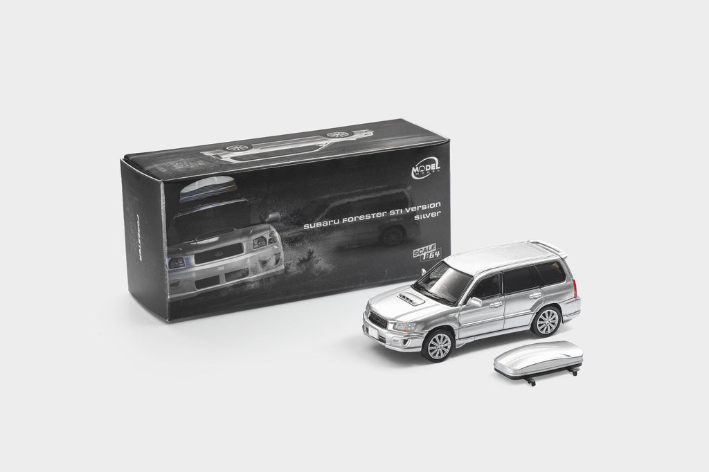 (Coming Soon) MODELMODEL 1/64 Subaru Forester STI Version Silver with Rooftop Cargo box (Paper Box)