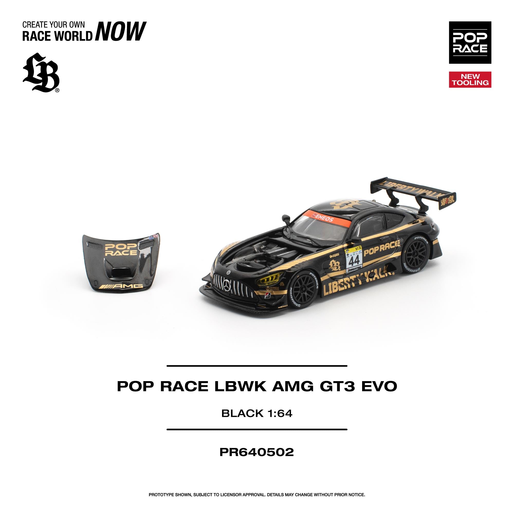 (Pre-Order) POPRACE 1/64 POP RACE LBWK AMG GT3 EVO - BLACK **DEADLINE JULY 31st,2026**
