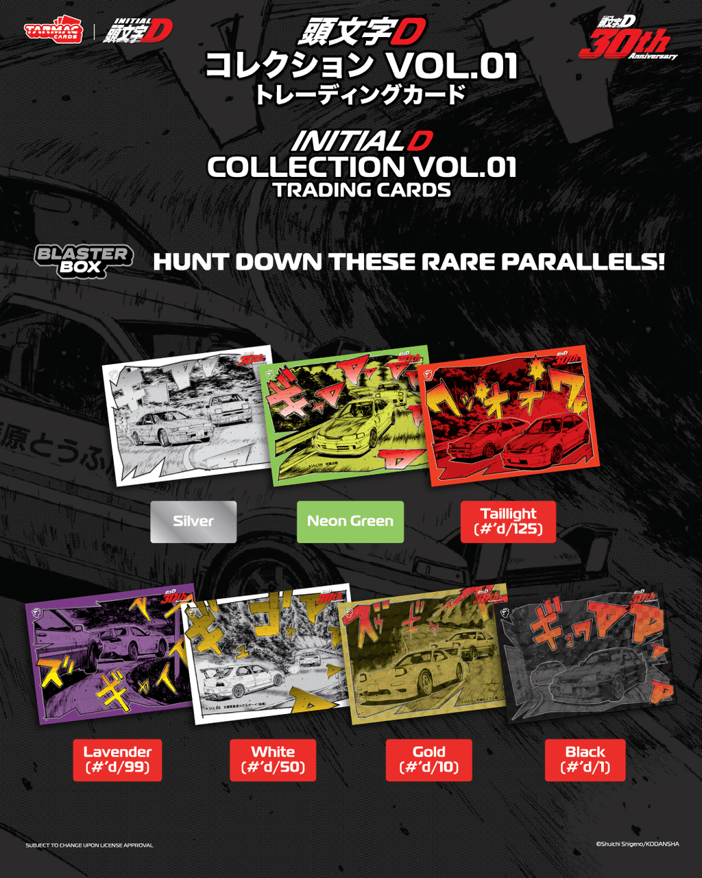(Coming Soon) Tarmac Cards Initial D Collection Vol.01 - 30th Anniversary - Blaster Box (5 Packs)