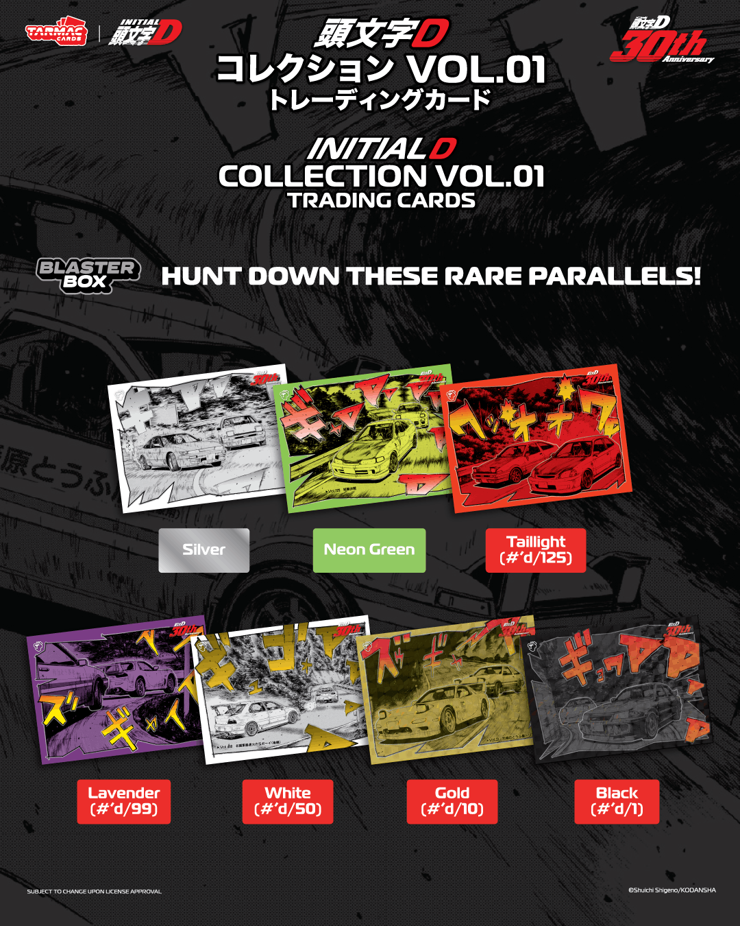 (Coming Soon) Tarmac Cards Initial D Collection Vol.01 - 30th Anniversary - Blaster Box (5 Packs)