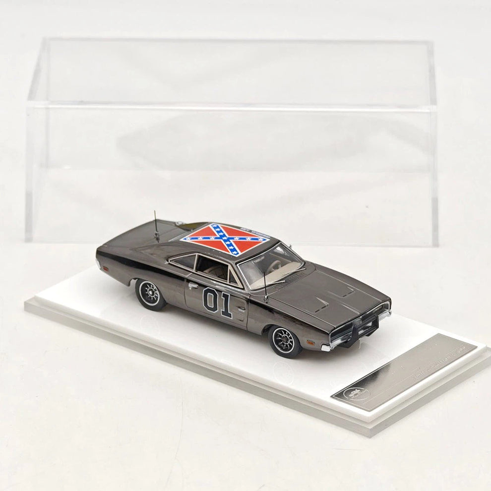 (Re-stock Soon) MINIFORGE 1/64 1969 Dodge Charger "General Lee" Dark Chrome Diecast Metal