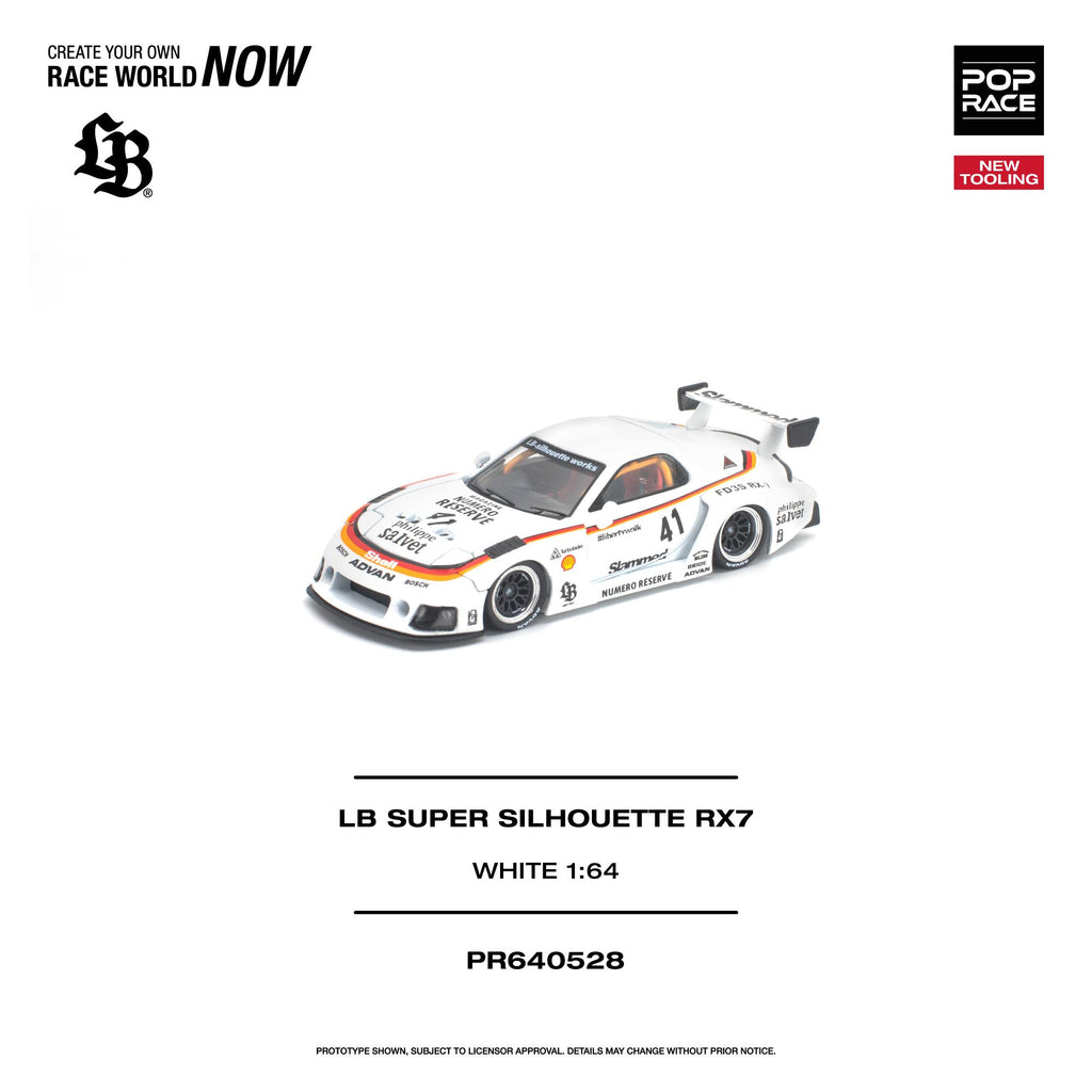 (Pre-Order) POPRACE 1/64 LB Super Silhouette RX7 (FD3S) White NEW TOOLING **(DEADLINE June 27th, 2026)**