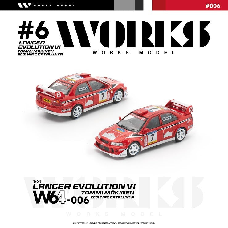 (Coming Soon) WORKS 1/64 Mitsubishi Lancer Evolution Tommi Makinen 2001 WRC CATALUNYA