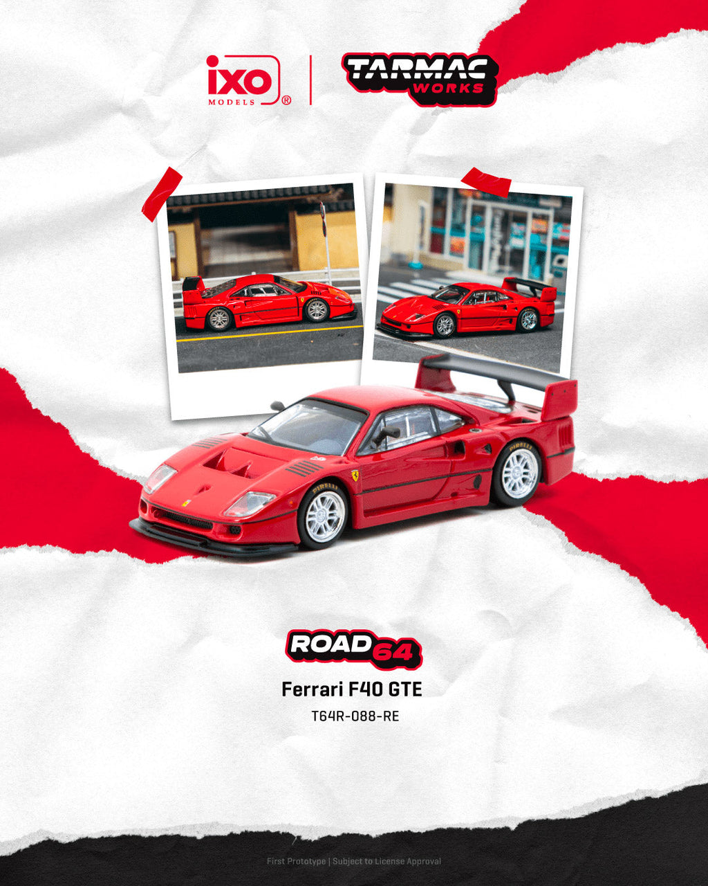 (Coming Soon) TARMACWORKS 1:64 Ferrari F40 GTE Red