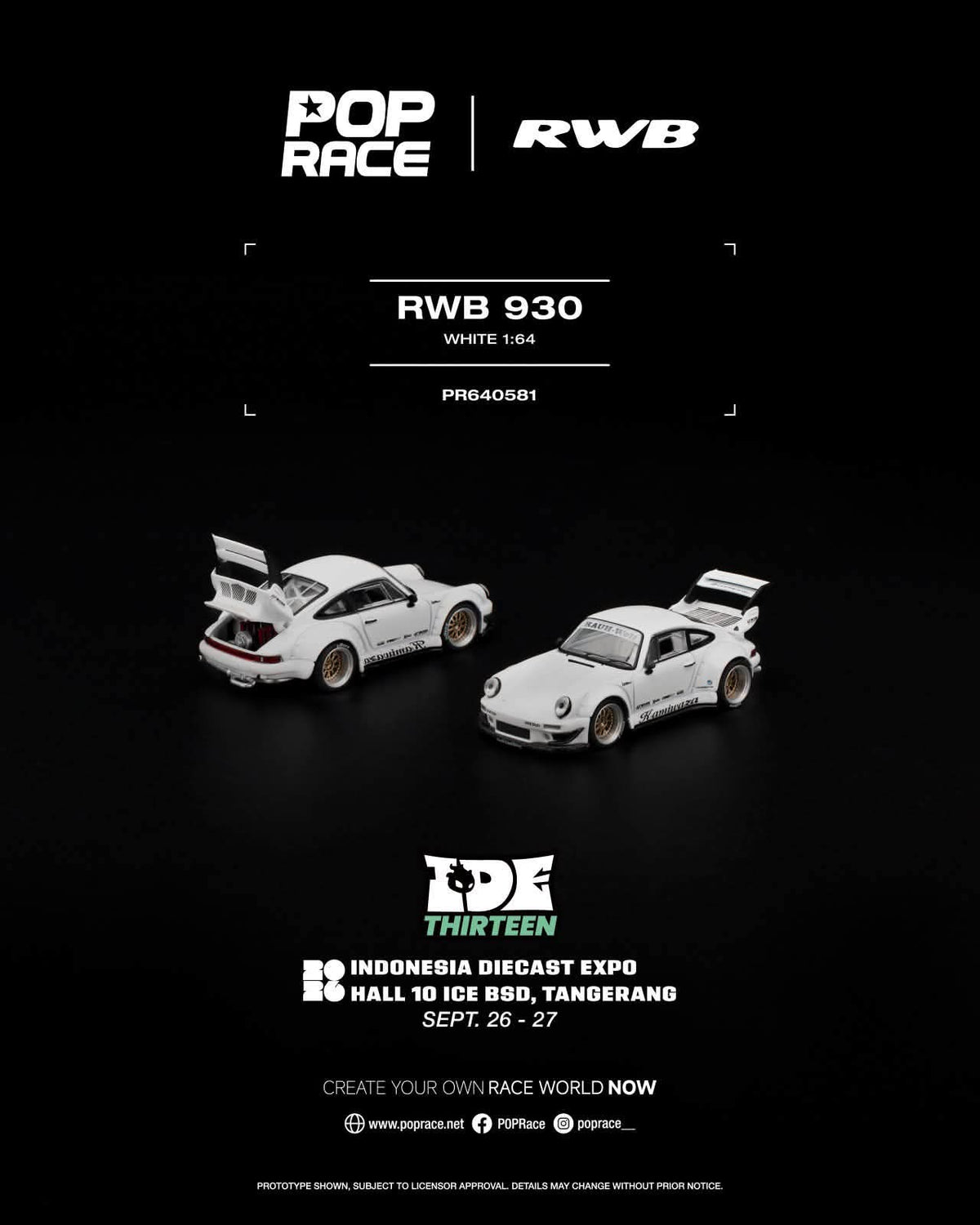 (Coming Soon) POPRACE 1:64 2026 IDE XIII Expo RWB 930 - White Kamiwaza PR640-581