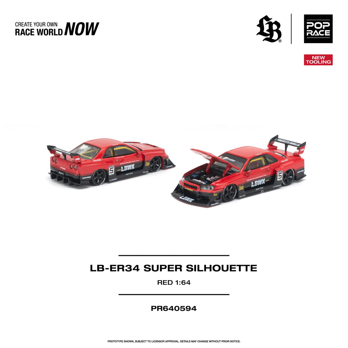 (Coming Soon) POPRACE 1/64 LB-ER34 SUPER SILHOUETTE - RED - PR640-594