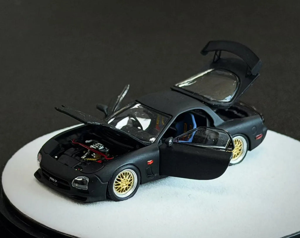 (Coming Soon) PGM 1:64 Mazda RX-7 Diecast model Matte Black Luxury Version