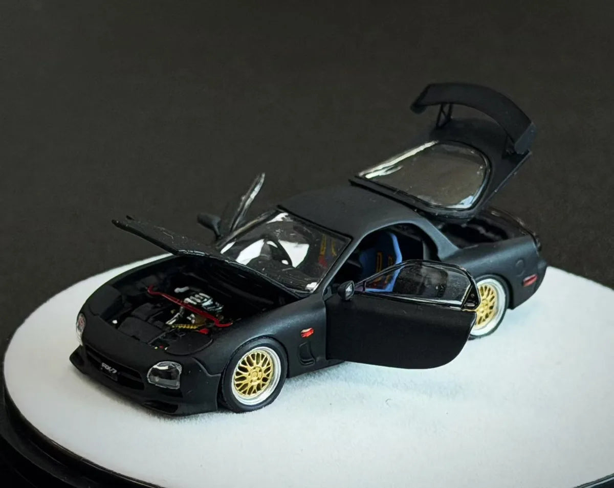 (Coming Soon) PGM 1:64 Mazda RX-7 Diecast model Matte Black Luxury Version