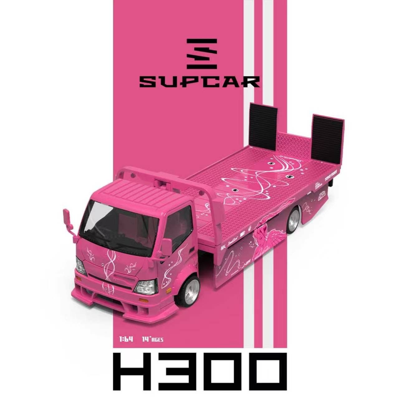 (Coming Soon) SUPCAR 1/64 H300 Flatbed Transport Trailer Fast & Furious 2 Pink Winged Angel Livery Diecast (Suki)